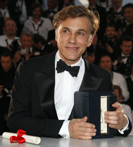 Actor Waltz receives his Best Actor award at 62nd Cannes Film Festival