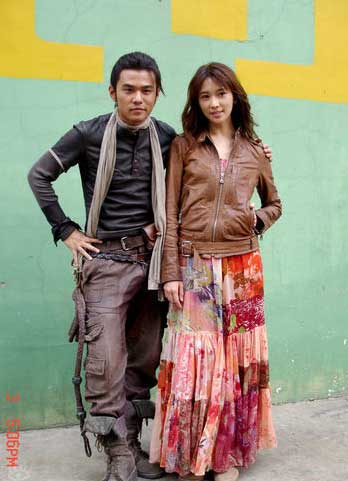Jay and Chiling on the set of 