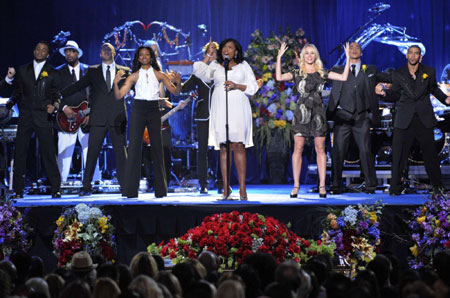 Family of Jackson and celebs at Michael Jackson's public memorial service in L.A.