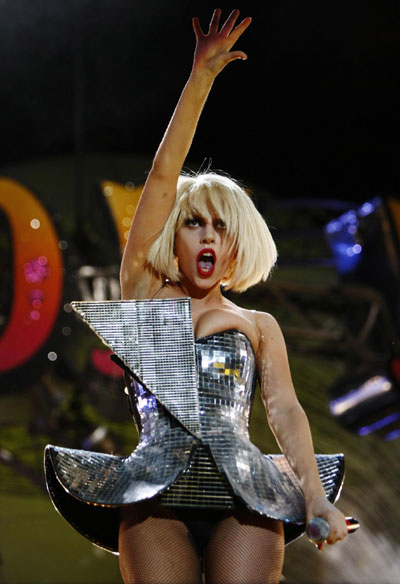 Fergie,Lady Gaga perform during Isle of MTV concert in Floriana