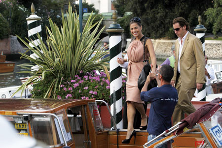 Eva Mendes arrives for a photocall at the Venice Film Festival