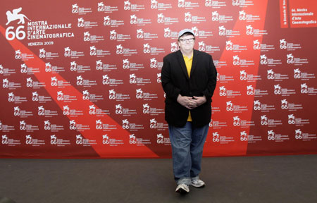 Michael Moore attends a photocall at the 66th Venice Film Festival