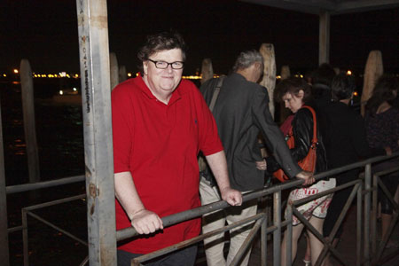 Michael Moore attends a photocall at the 66th Venice Film Festival