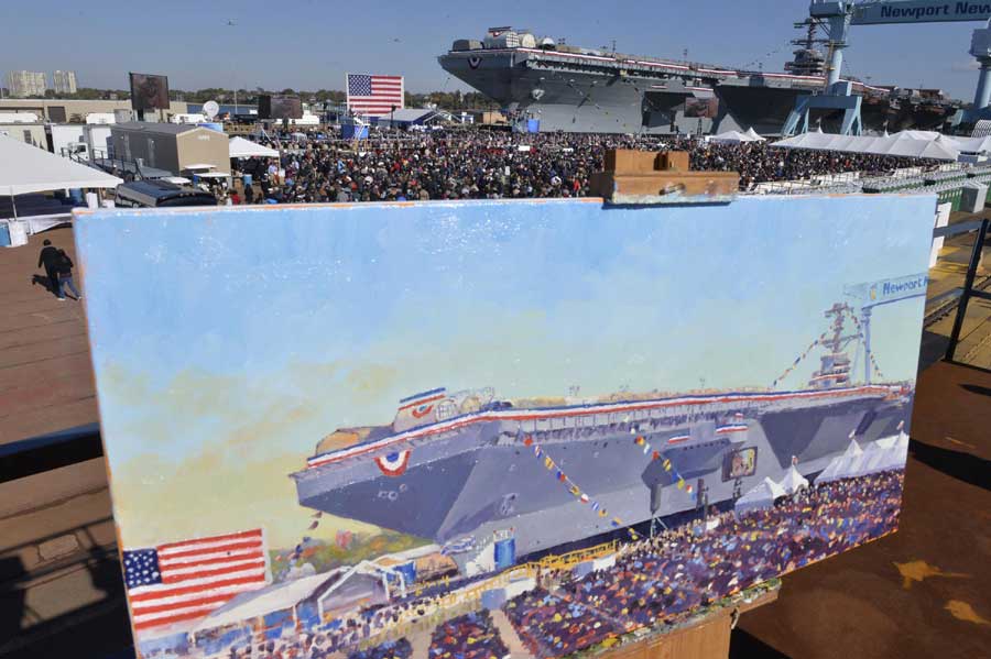 US Navy christens next generation of aircraft carrier