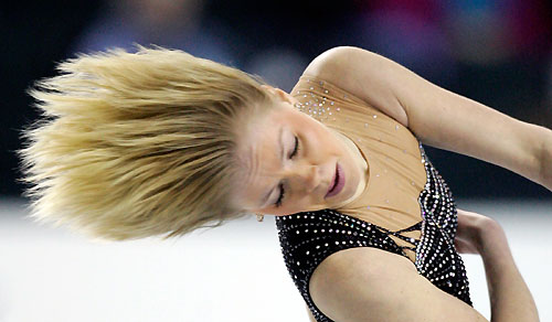 Russia's Elena Sokolova performs at the World Figure Skating 