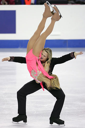 Bulgaria's Albena Denkova (bottom) and Maxim Staviski