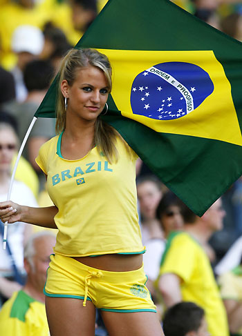 A Brazil fan poses before the Group F World Cup 2006 soccer match between Brazil and Croatia in Berlin June 13, 2006. 
