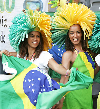 A Brazil fan poses before the Group F World Cup 2006 soccer match between Brazil and Croatia in Berlin June 13, 2006. 