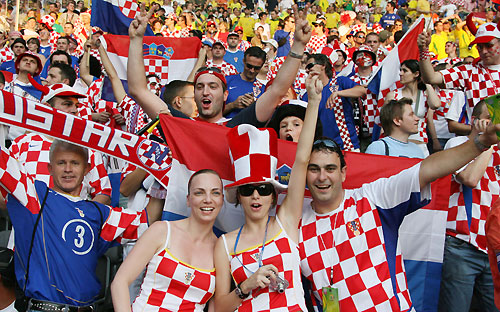 Croatia fans cheer before the Group F World Cup 2006 soccer match between Brazil and Croatia in Berlin June 13, 2006. 