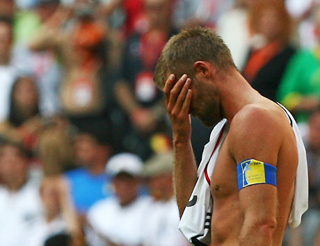 Sweden's captain Olof Mellberg reacts after their second round World Cup 2006 soccer match against Germany in Munich June 24, 2006.