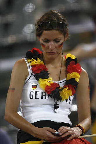 A Germany fan reacts to their team's loss to Italy after their World Cup 2006 semi-final soccer match in Dortmund July 4, 2006.