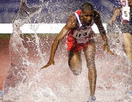 Jose Sanchez competes in the 3,000m steeplechase