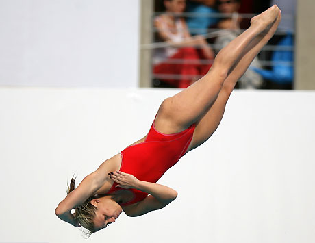 Maria Marconi of Italy competes in the finals of the women's 1m springboard diving competition during the European Aquatic Championships in Budapest, Hungary August 1, 2006. 