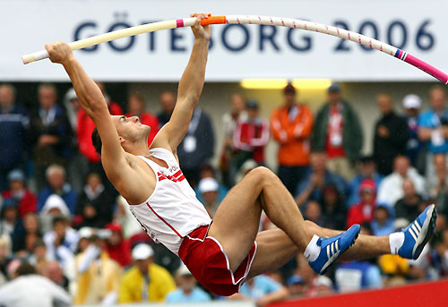 Russia's Lyudmila Kolchanova competes in the women's long jump final at the European athletics champtionships in Gothenburg (Goteborg) August 13, 2006. 