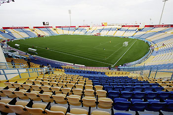 A general view of the football venue at the Al-Gharafa Sports Club of the 15th Asian Games Doha 2006 November 24, 2006. 