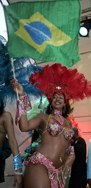 Brazilian samba dancers perform during festivites in Weggis