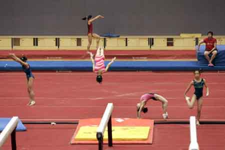 Gymnasts practise in Beijing