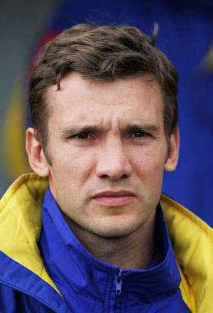 Shevchenko looks on during a friendly match against Libya 