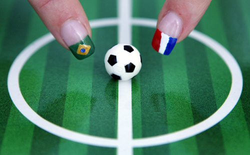 Nails painted with national flags