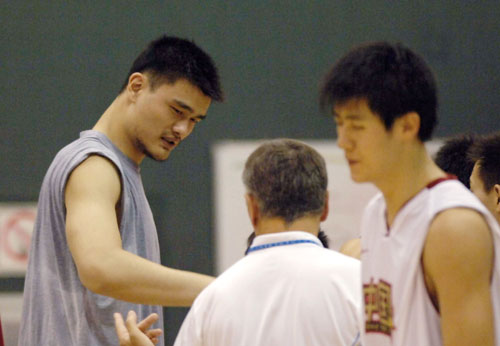 Wang plays during training session