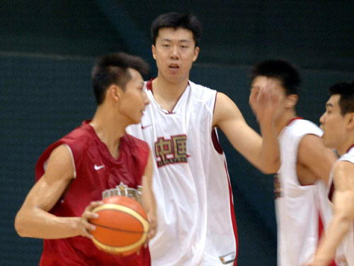 Wang plays during training session