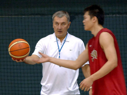 Wang plays during training session