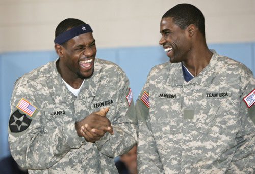 NBA stars show in army base
