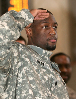 NBA stars show in army base