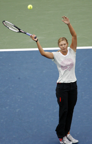 Sharapova practices for US Open