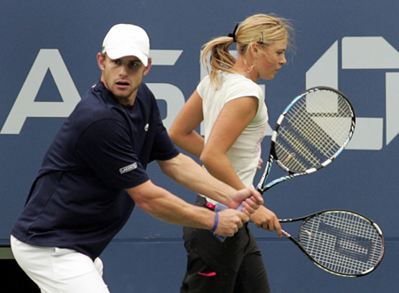 Sharapova practices for US Open
