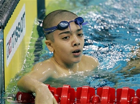 10-year-old swimming boy in Doha