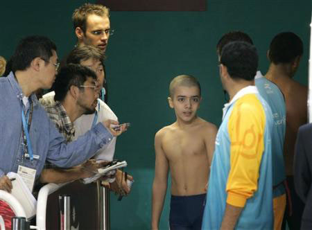 10-year-old swimming boy in Doha