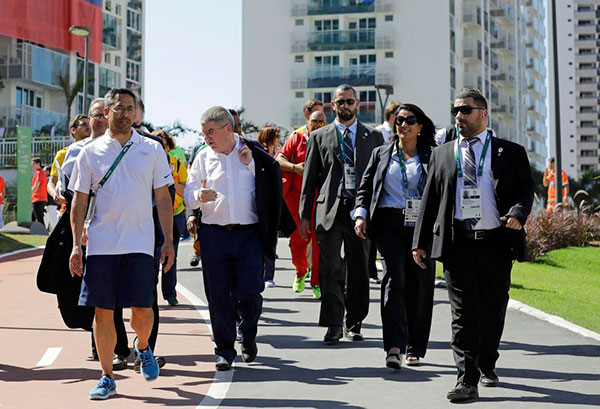 Bach upbeat about 'great' Rio Games as he tours Olympic Village