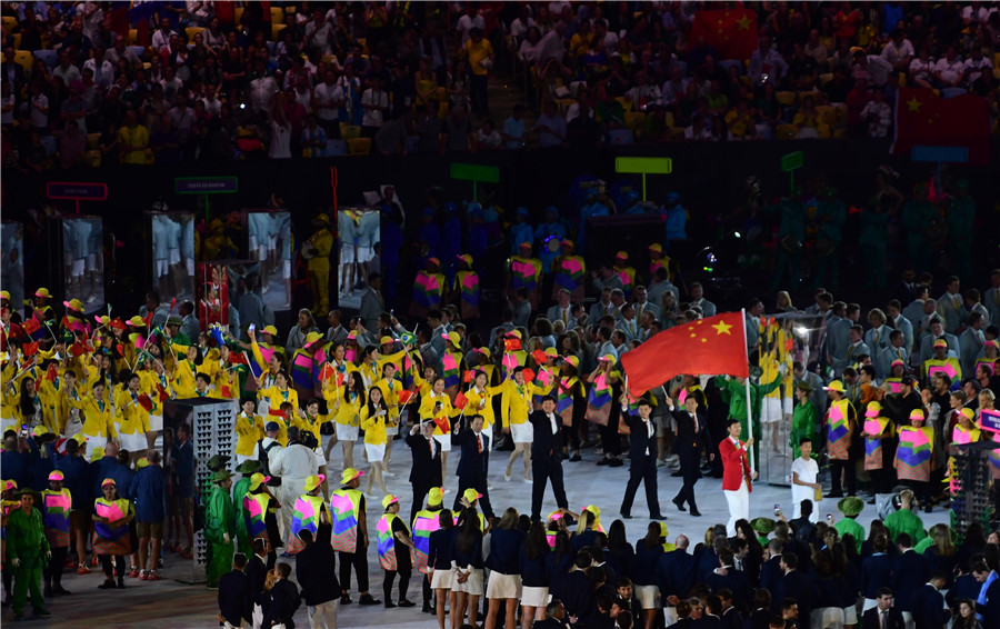 Athletes march at Olympic Opening Ceremony