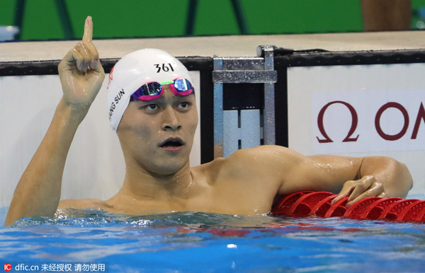 Sun Yang qualifies fastest for 200m freestyle final