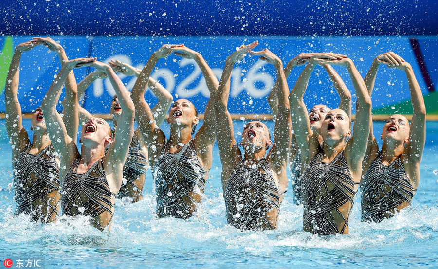 China team 2nd in synchronized swimming technical routine