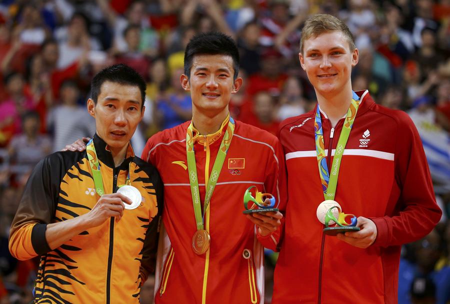 Image result for men single badminton final olympic podium