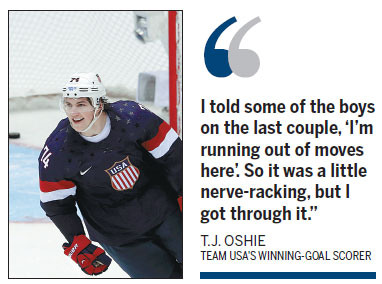 Nerveless Oshie earns spot among US Olympic greats