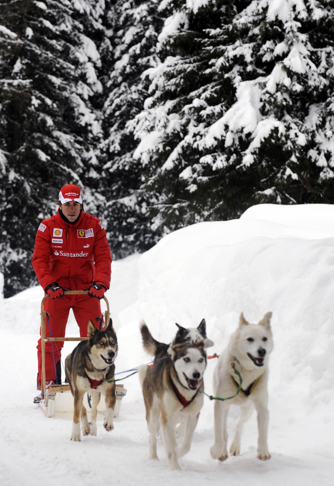 F1 drivers in dog-engine 'car'