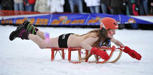 Nude Bobsleigh Competition in Germany