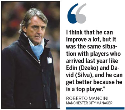 Roberto Mancini has demanded an improvement from Samir Nasri following the France midfielder's lackluster performance in Manchester City's 1-0 League Cup quarterfinal win at Arsenal. Man City boss Mancini demands more from Nasri