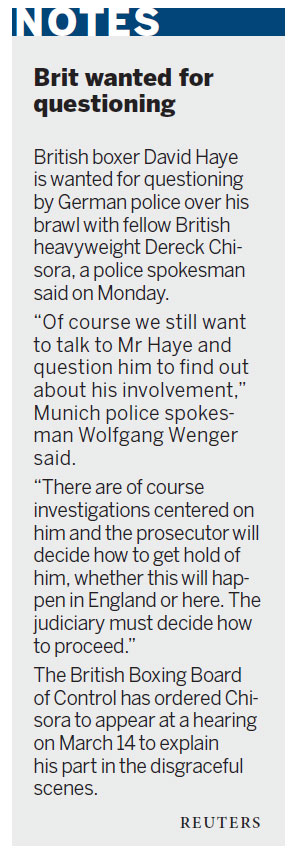 Chisora apologizes for post-fight brawl with Haye