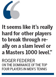 Federer hails game's top four's true grit