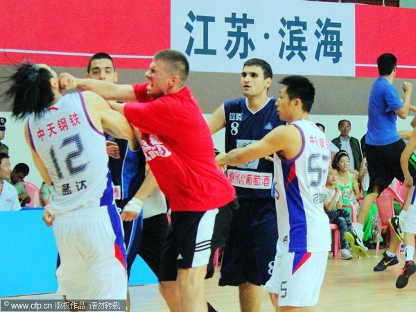 China beats Serbia in scuffle-marred CBA friendly