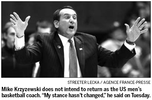 Coach K reiterates he won't return to lead US