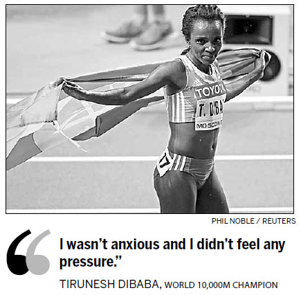 Dibaba claims 10km hat-trick with classy win