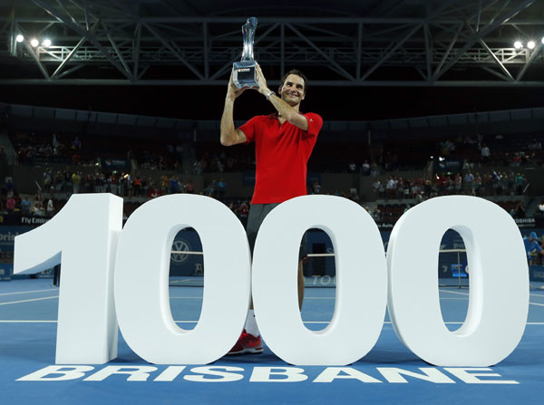 Federer notches 1,000th match win, claims Brisbane title