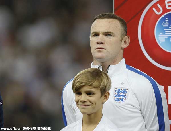 Romeo Beckham serves as mascot in Euro qualifier