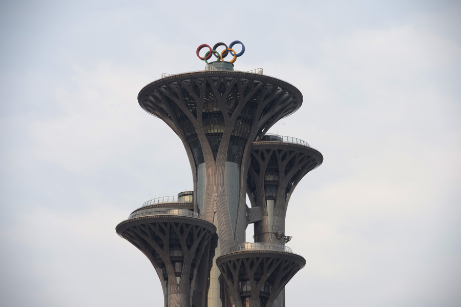 Permanent Olympic Symbol marks Beijing's new landmark