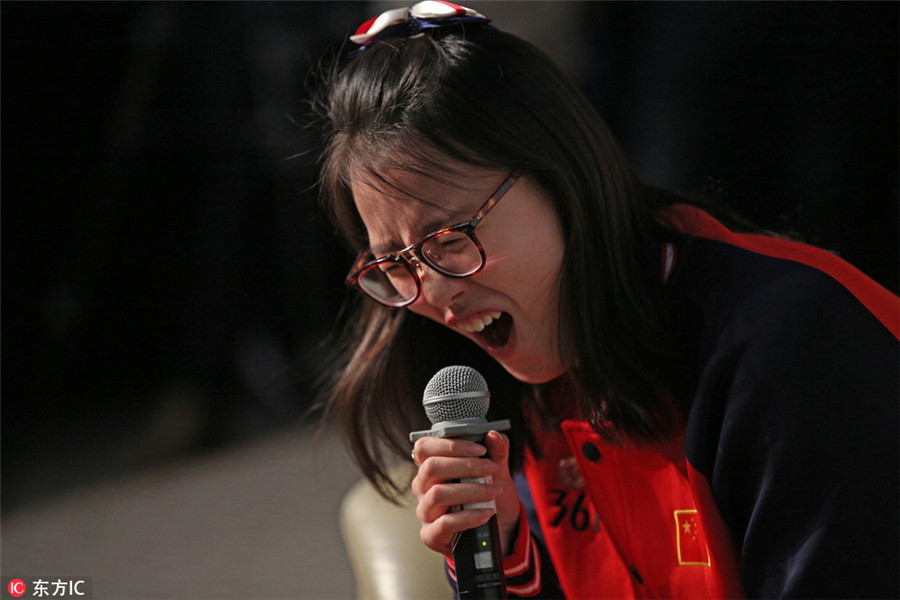 Swimmer Fu's facial expressions light up her college